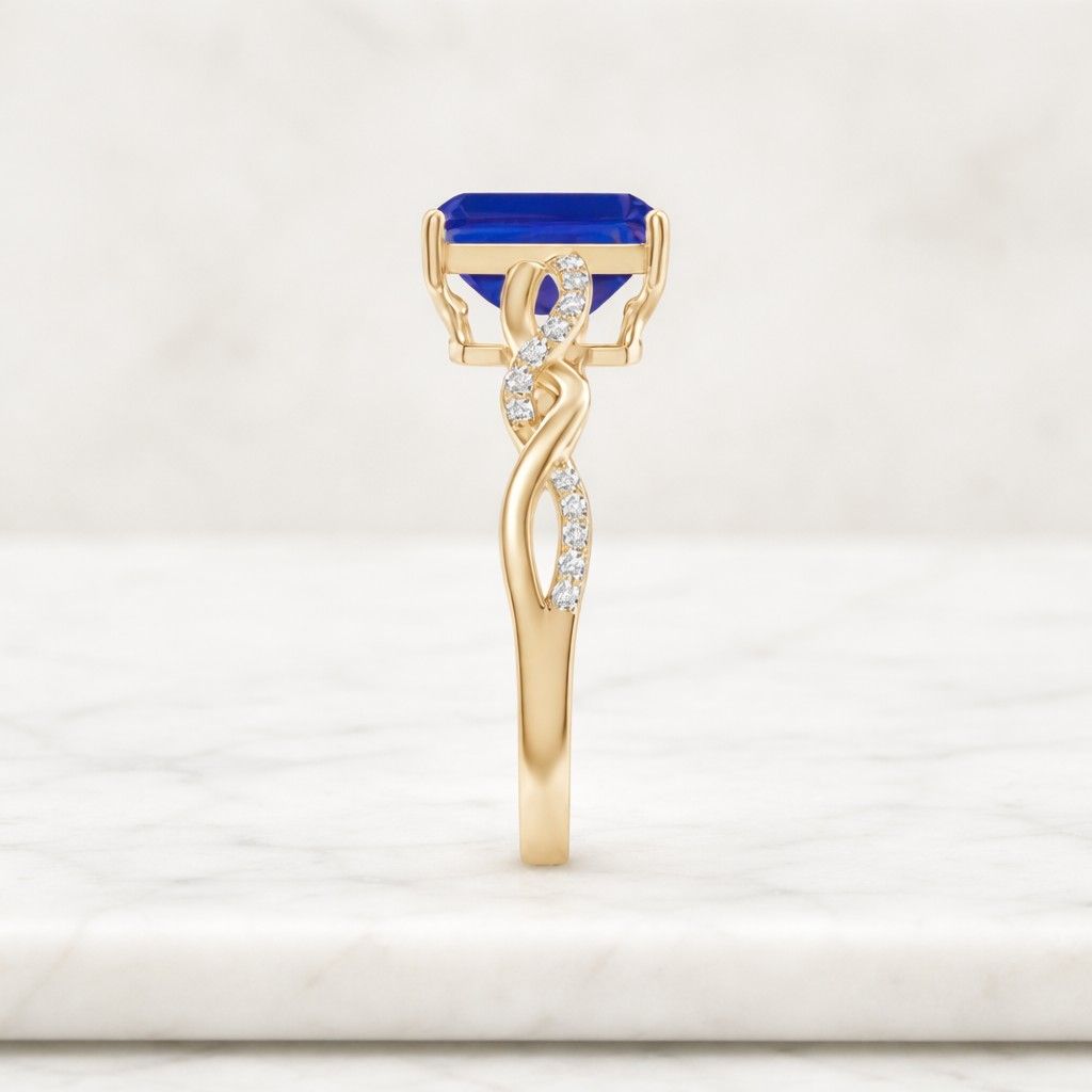 emrald cut blue moissanite halo ring, engagement wedding band