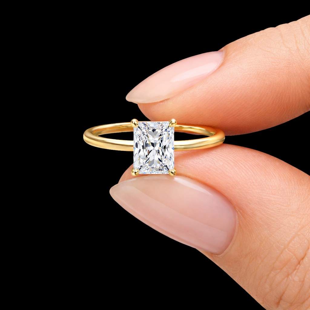 2.5ct radiant cut moissanite solitaire hidden halo wedding bridal ring 10k solid white gold engagement anniversary gift ring for lovely wife