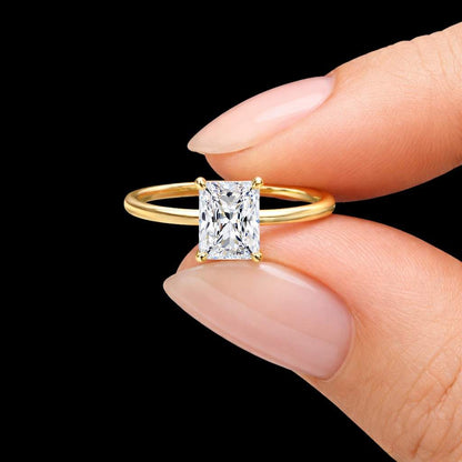 2.5CT Radiant Cut Moissanite Solitaire Hidden Halo Wedding Bridal Ring 10k Solid White Gold Engagement Anniversary Gift Ring For Lovely Wife