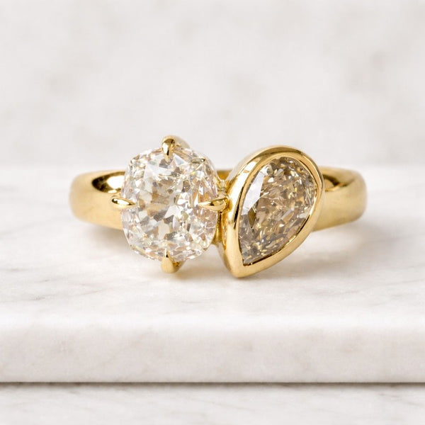 toi et moi ring gold ring oval ring pear ring open ring bypass ring statement ring luxury ring women ring bridal ring