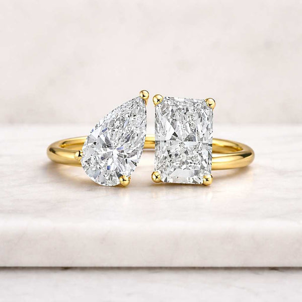 toi et moi ring pear ring radiant ring open ring bypass ring two stone ring statement ring gold ring women ring unique ring modern ring designer ring