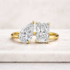 Pear Cut & Radiant Cut Lab Grown Diamond Toi et Moi Engagement Ring