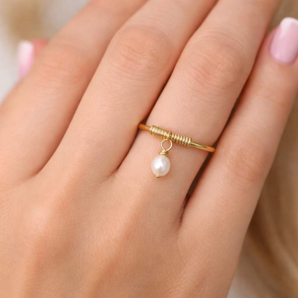 trendy jewelry chic jewelry artisan jewelry lightweight ring slim jewelry ring fashion jewelry pearl fashion ring lover jewelry gold jewelry pearl lover gift dainty fashion ring