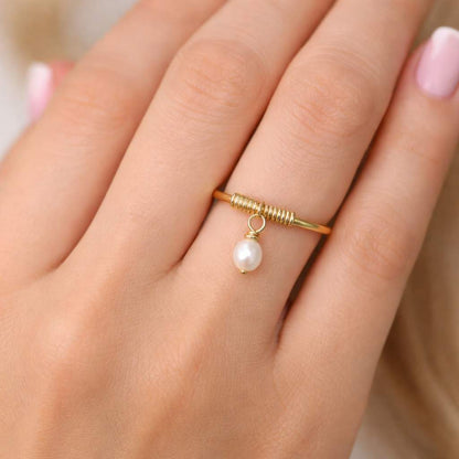 trendy jewelry chic jewelry artisan jewelry lightweight ring slim jewelry ring fashion jewelry pearl fashion ring lover jewelry gold jewelry pearl lover gift dainty fashion ring