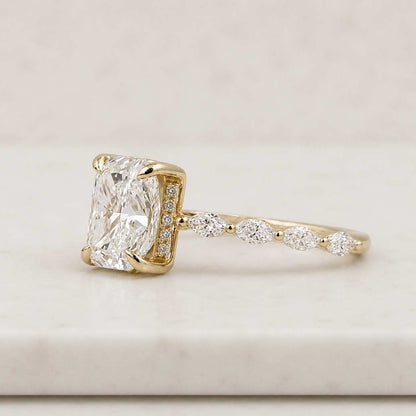 Elongated Cushion Cut Lab Grown Diamond Solitaire Engagement Ring IGI Certified 14k Yellow Gold Ring Cushion Diamond Wedding Ring Dainty
