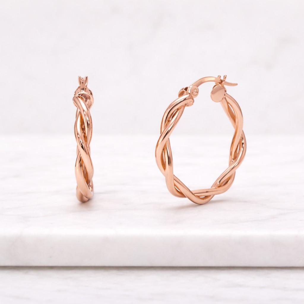twisted circles hollow hoop earrings latch back earrings secure hoops bold jewelry polished gold hoops fashionable earrings modern jewelry sleek earrings