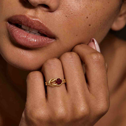 Unique Hexagon Cut Ruby Engagement Ring Vintage Round Emerald Celtic Knot Wedding Ring Art Deco Rose Gold July Birthstone Promise Gift Women
