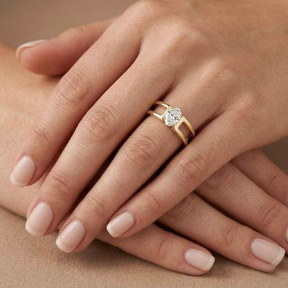 Oval Diamond Engagement Ring Lab Grown Diamond Solitaire Ring Wedding Anniversary Gifts Simple Diamond Ring for Proposal 10k 14k 18k Gold