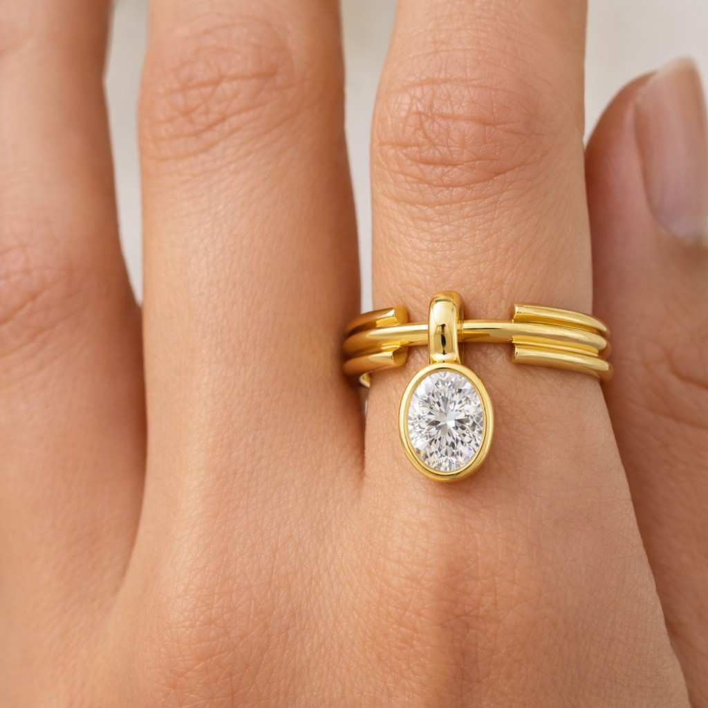 unique ring polished ring shiny ring daily ring fashion ring trendy ring open ring split band ring triple band ring oval stone ring bezel set ring gemstone ring bridal ring promise ring