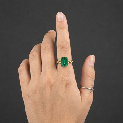 2 Carat Emerald Green Gemstone Engagement Ring, IGI Certified, 10k 14k 18k white\ Yellow\Rose gold Pave Ring Anniversary Gift For Her

