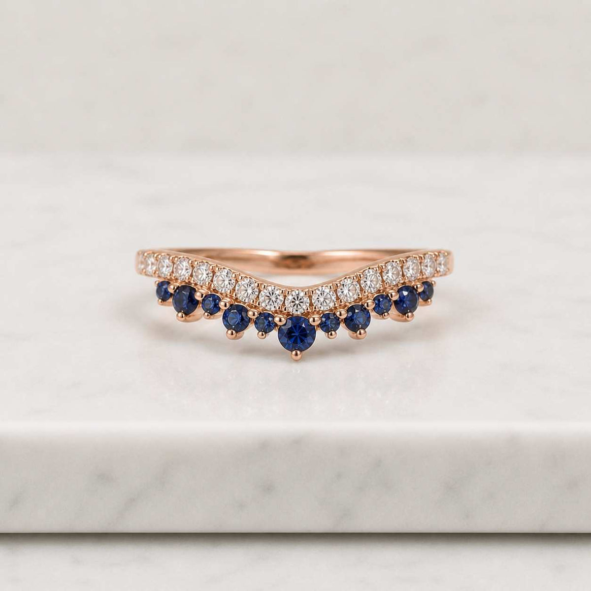 Round Curved Ring Lab Grown Diamond Wedding Band Unique Diamond Marriage Ring for Women Minimalist Nesting Ring Anniversary Ring