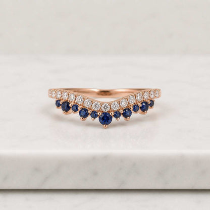 Round Curved Ring Lab Grown Diamond Wedding Band Unique Diamond Marriage Ring for Women Minimalist Nesting Ring Anniversary Ring