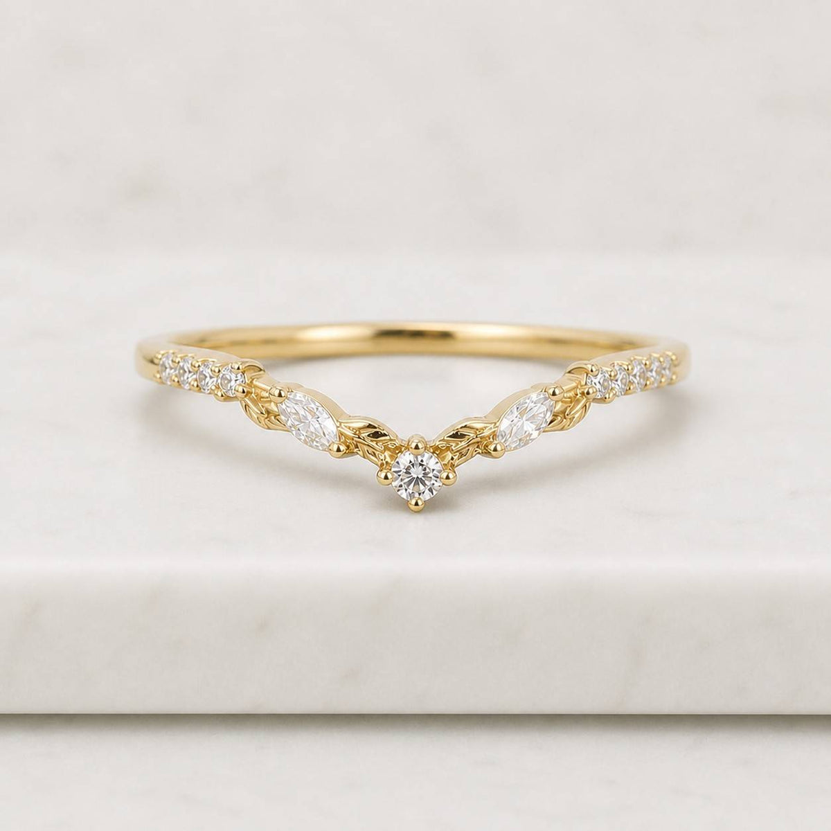 round lab grown diamond curved ring sustainable wedding band for women lab create diamond band ring anniversary gift for wife chevron ring