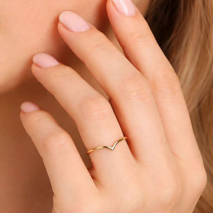 v ring chevron ring wishbone ring curved ring contour ring nesting ring stackable ring thin ring gold ring minimalist ring dainty ring simple ring everyday ring women ring band ring open curve ring