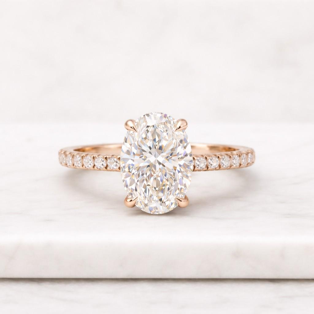 val Engagement Ring Oval Lab Grown Diamond Ring