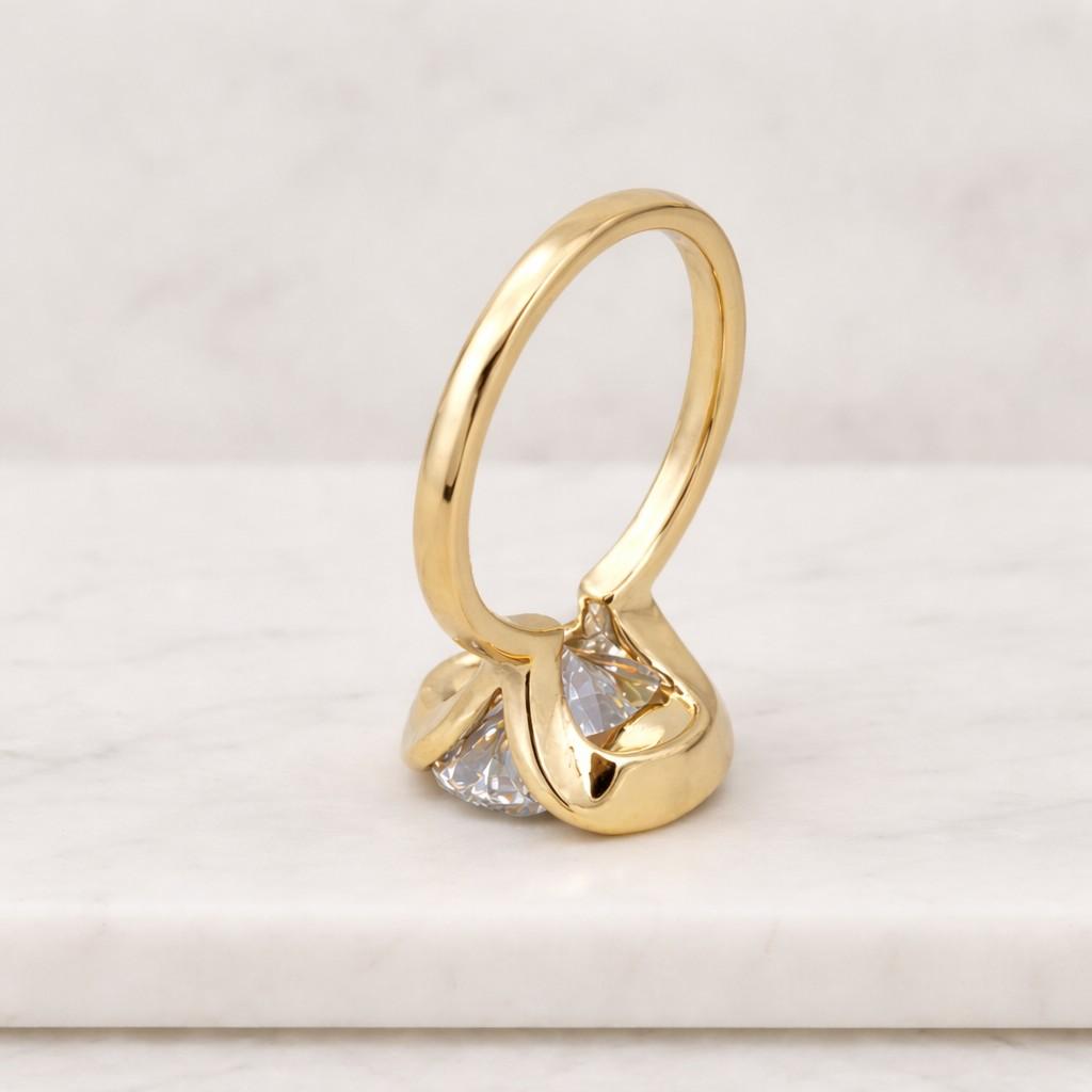 East West 2CT Oval Moissanite Ring 14k Yellow Gold Split Shank Half Bezel Vintage Solitaire Engagement Ring Gift for Her, Anniversary Ring
