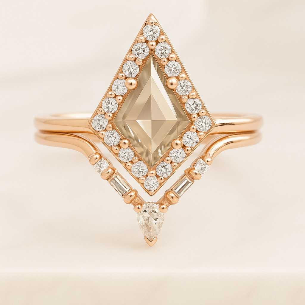 vintage leaf ring open band Bridal set Anniversary ring