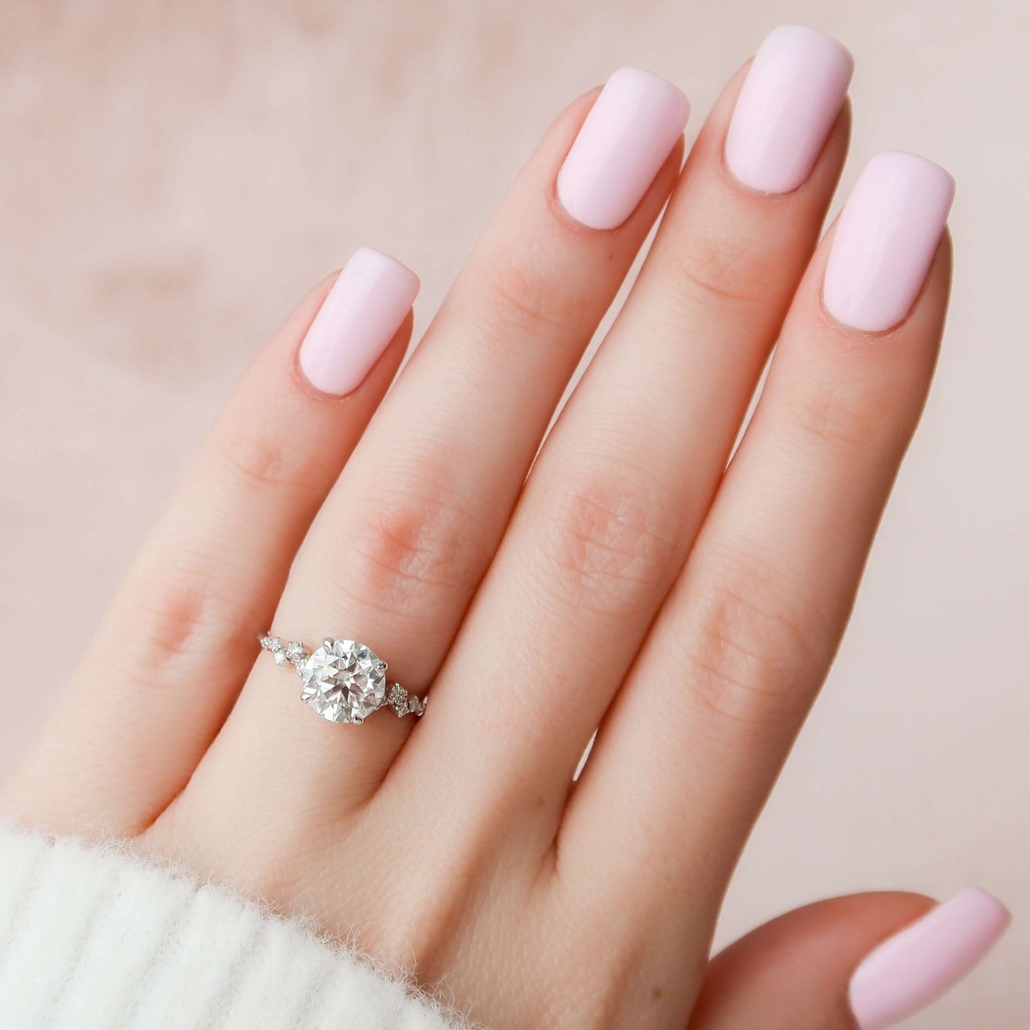 vintage solid 14K Rose gold Unique Moissanite engagement ring women