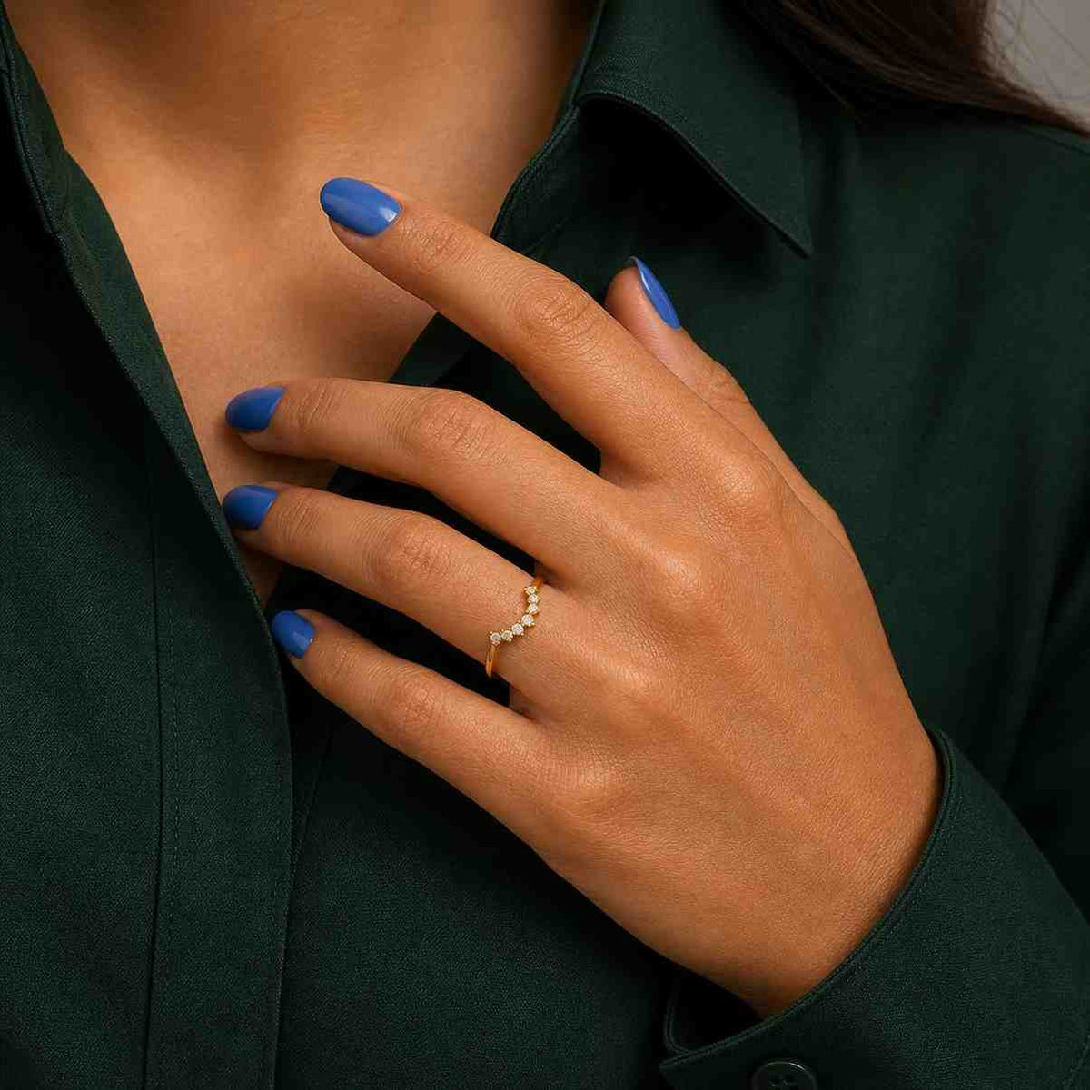 custom curved wedding band u shaped wishbone enhancer ring for women solid white rose yellow gold pavé diamond stacking chevron contour ring