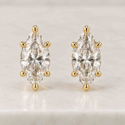 3.00ct total weight E color VS Clarity Certified Marquise cut Lab Grown Diamond Hoop Earrings, 14k Solid Gold Marquise, Perfect Gift for Her
