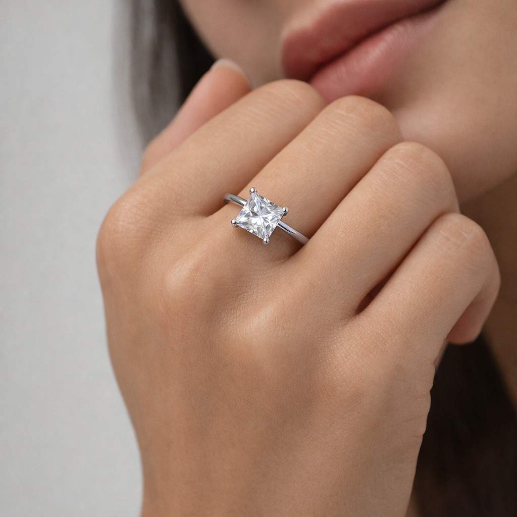 princess cut moissanite engagement ring, promise ring