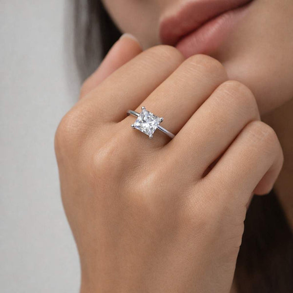 Princess Cut Moissanite Engagement Ring, Promise Ring