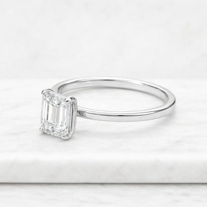 Emerald Cut Engagement Ring Tulip Setting Ring Lab Diamond Engagement Ring Emerald Solitaire Ring for Women Wedding Anniversary Gift for Her