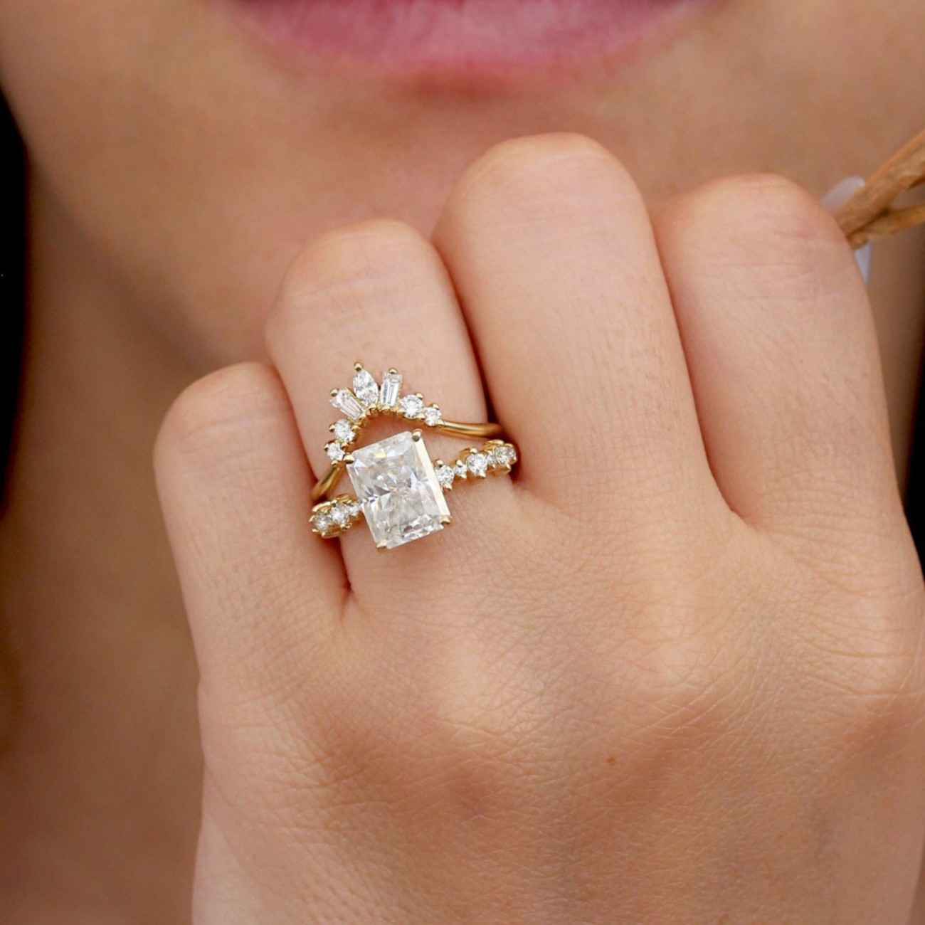 1.8mm wide Man Made Diamond Simulant Half Eternity ring in Titanium