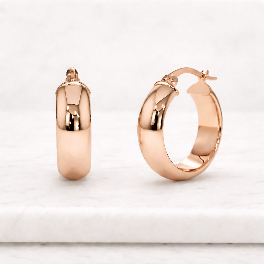 Chunky Gold Hoop Earrings 14K Solid Gold Thick Hoops Minimalist Bold Huggie Earrings Everyday Jewelry Gift for Women