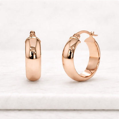 Chunky Gold Hoop Earrings 14K Solid Gold Thick Hoops Minimalist Bold Huggie Earrings Everyday Jewelry Gift for Women