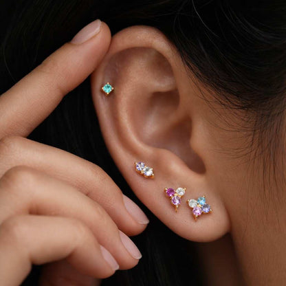 women earrings cute earrings daily earrings small stud earrings bright earrings pink stone earrings red stone earrings clear stone earrings