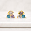 Round Cut Multicolor Gemstone Stud Earrings