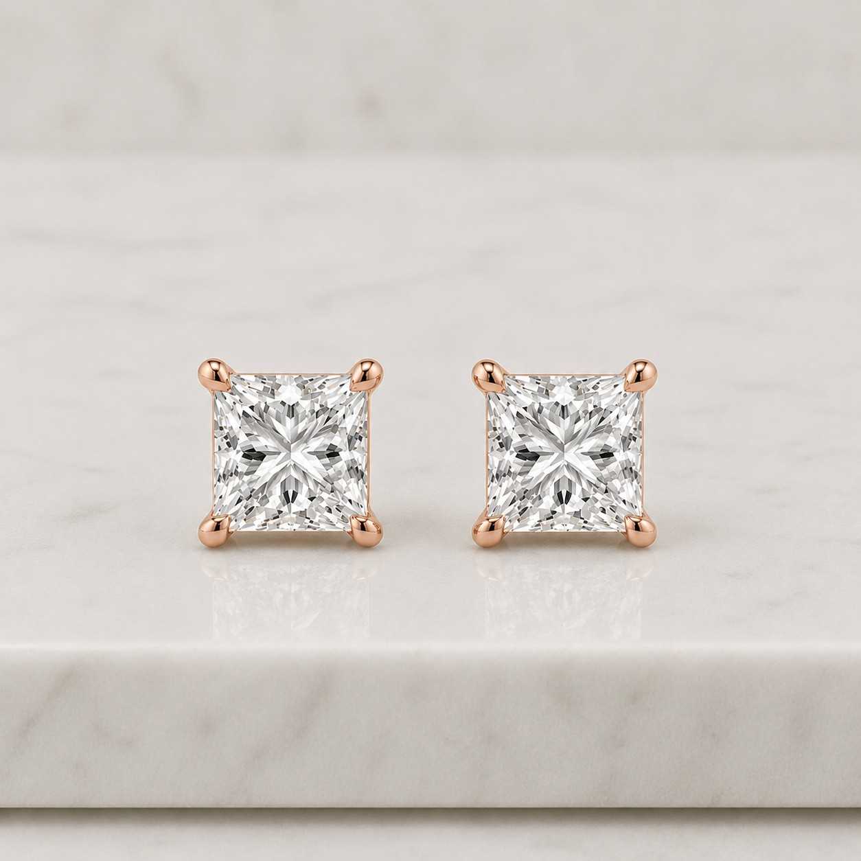 Princess Cut Lab Grown Diamond Solitaire Earrings, Screw Back Studs For Her, 0.50 To 5.00 TCW Princess Diamond Earrings, Anniversary Gifts

