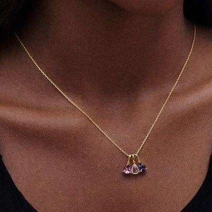 Custom Birthstone Heart Necklace, Pear Cut Toi Et Moi Gemstone Pendant, Two Stone Necklace, Personalized Jewelry Gift For Her