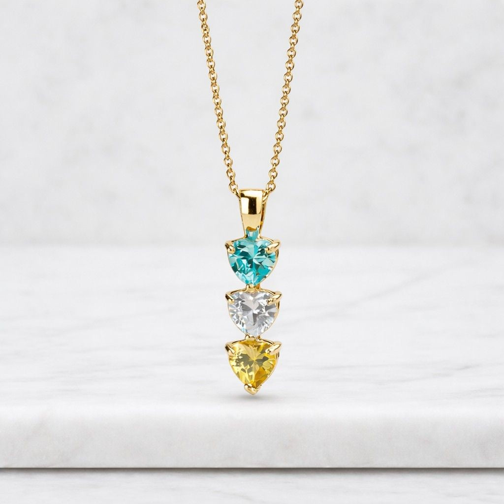 Trillion Stone Necklace · Blue Topaz Necklace · October Birthstone Pendant · Triangle Necklace · Trilliant Necklace · Bridesmaid Necklaces