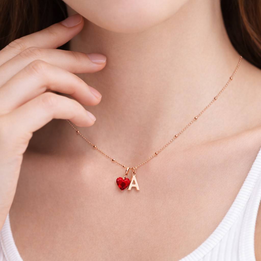 women necklace name initial necklace alphabet necklace red heart necklace gemstone necklace delicate necklace everyday necklace pendant necklace tiny charm necklace