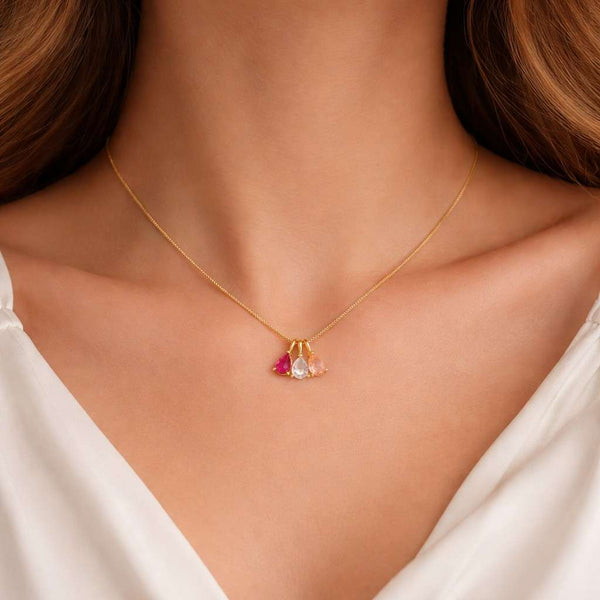 women necklace personalized necklace family necklace mother necklace mom necklace daughter necklace custom necklace colorful necklace pink gemstone necklace white gemstone necklace
