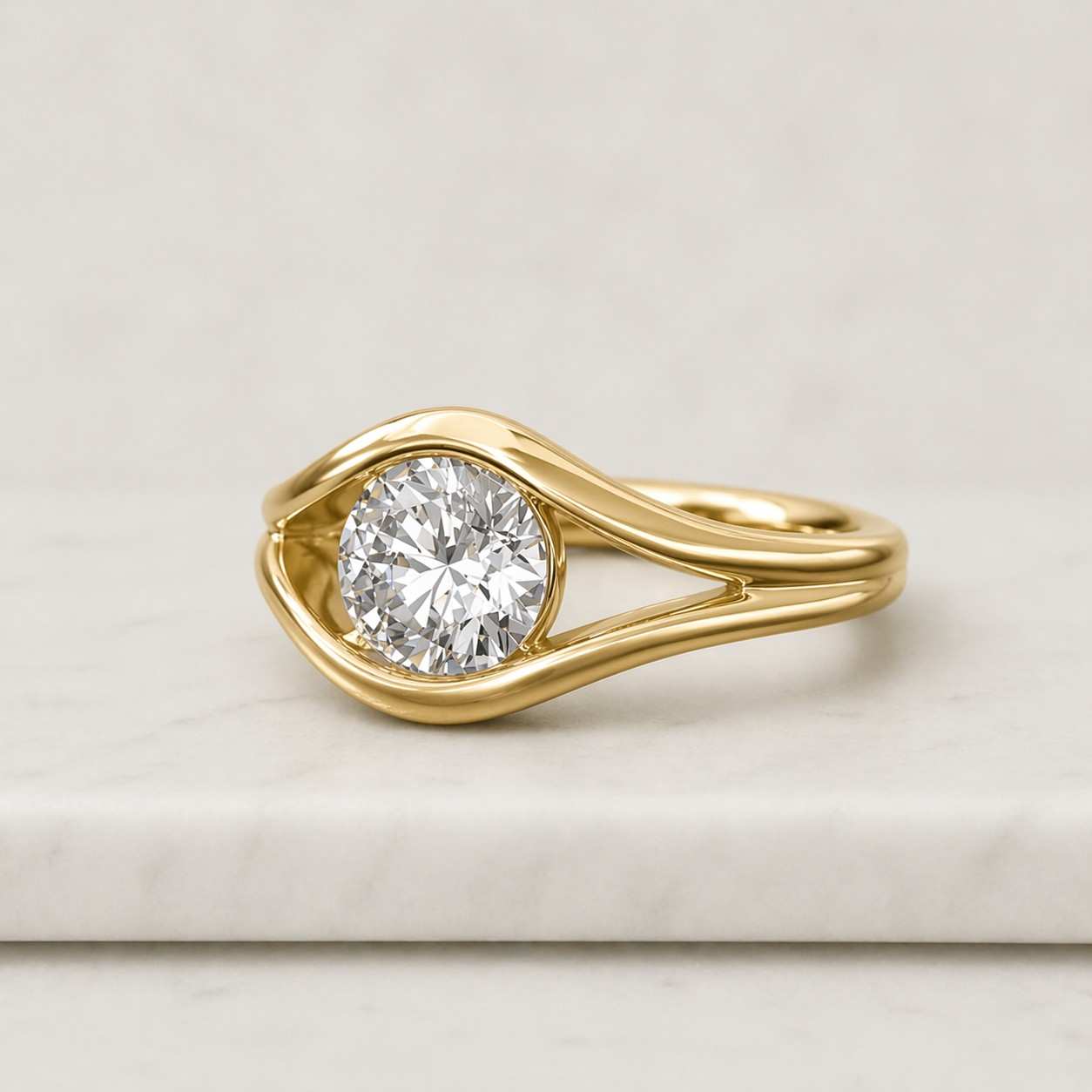 Unique Wedding Ring Lab Diamond Rings Bypass Setting Ring for Women Promise Ring for Her Solitaire Rings Round Diamond Ring Engagement Gift
