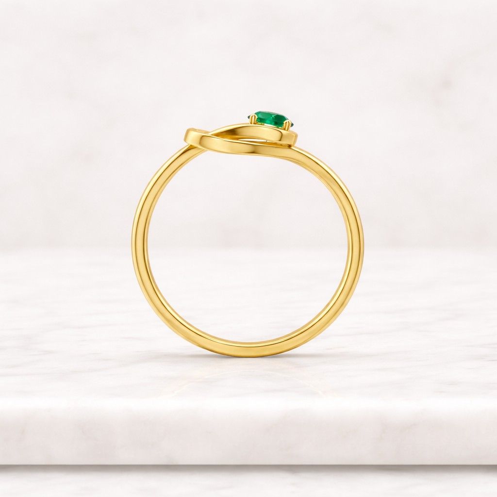 sterling silver emerald ring, round cut gemstone, celtic knot band, may birthstone
