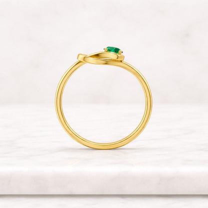 Sterling Silver Emerald Ring, Round Cut Gemstone, Celtic Knot Band, May Birthstone
