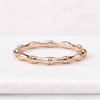 14K Solid Gold Bamboo Ring | Minimalist Bamboo Ring | Thin Nature Ring | Gold Elegant Band | Bamboo Band Ring | Delicate Everyday Ring

