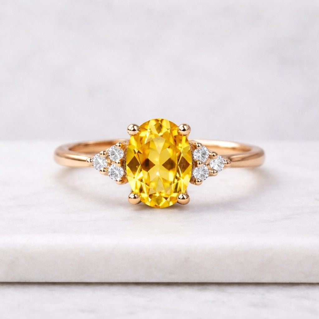 2ct Yellow Oval Diamond Engagement Ring, Yellow Oval Diamond Wedding Ring, Proposal Ring, Yellow Diamond Bridal Ring, Anniversary Gift