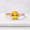 Oval Cut Citrine Engagement Ring with Diamond Accents in Rose Gold