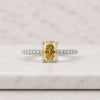 Cushion Cut Fancy Yellow Lab Grown Diamond Pavé Set Engagement Ring