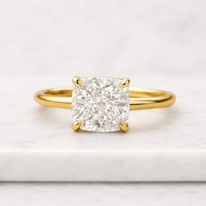 yellow gold cushion cut diamond ring 2 carat lab grown diamond engagement ring minimalist solitaire ring wedding proposal jewelry women usa