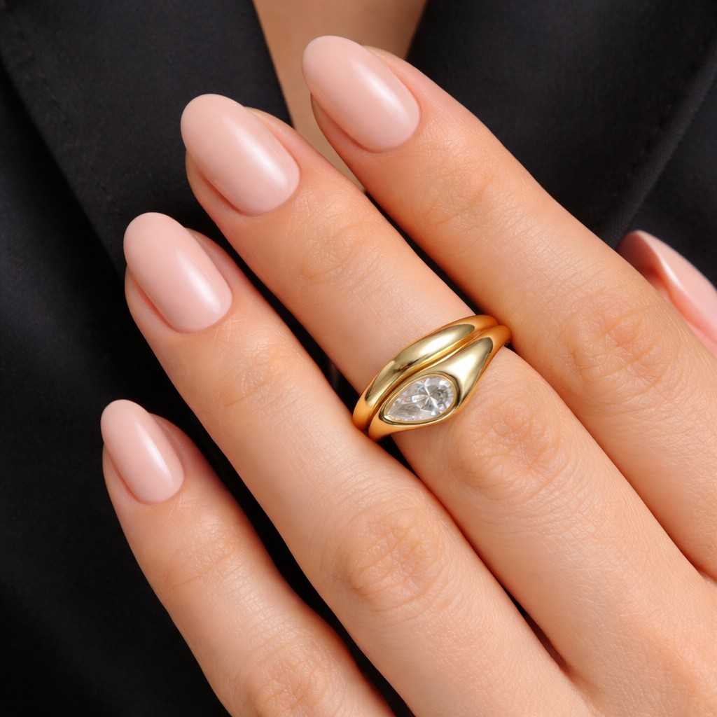 1.5 ct pear lab grown diamond ring | unique wave band engagement ring | sculptural yellow gold solitaire ring for her
