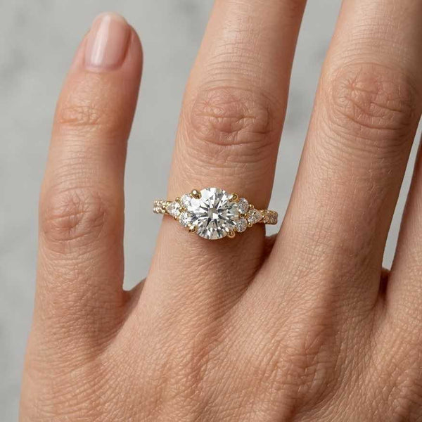Three Stone Moissanite Engagement Ring: Oval Cut 1ct Dainty Gold Travel Ring
