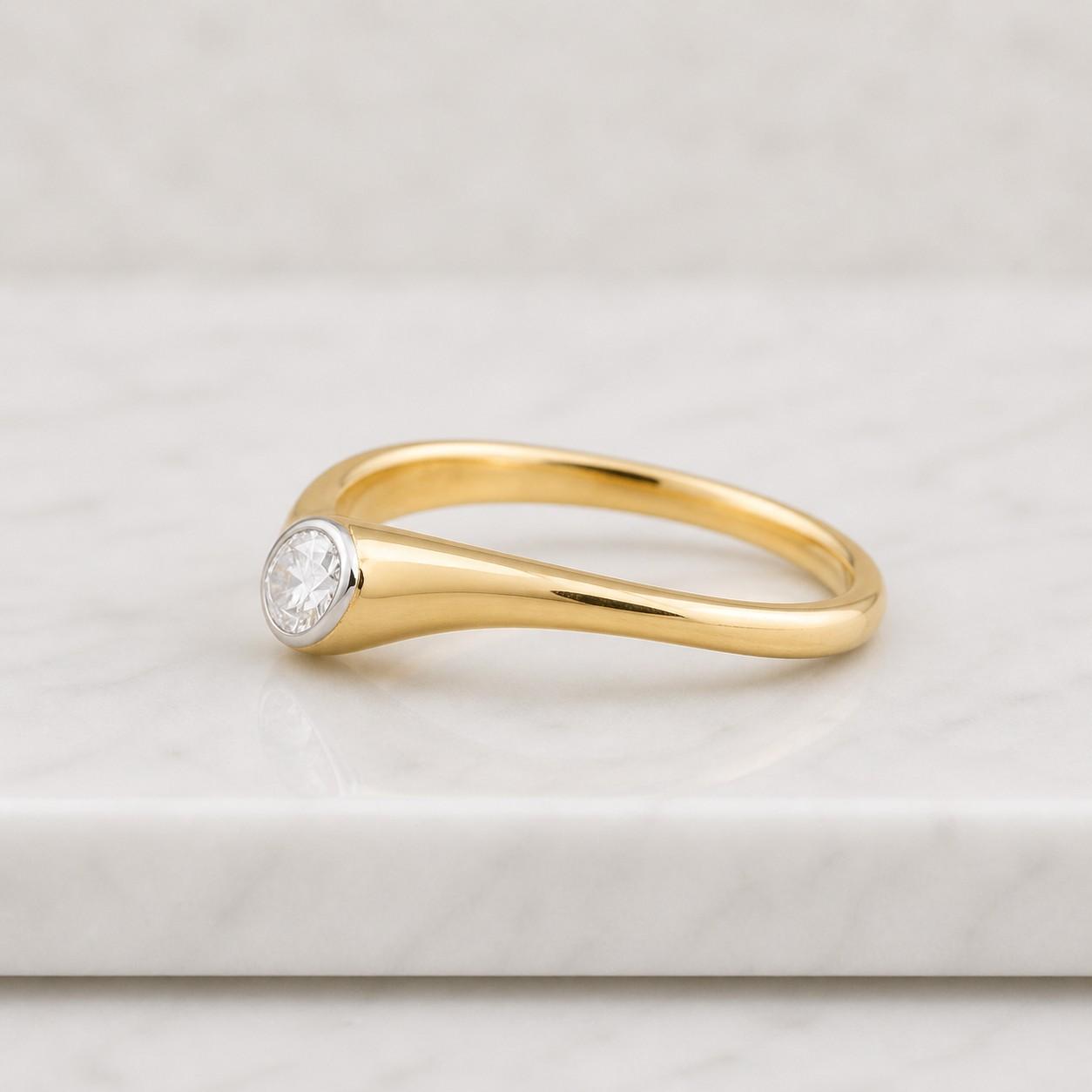 curved contour diamond ring | 0.60ct trio marquise band in 14k gold | chevron stacking wedding ring | unique gift for her