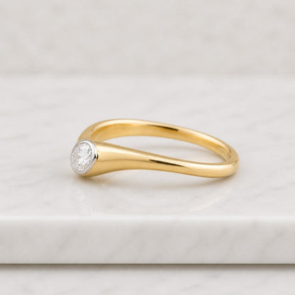 Curved Contour Diamond Ring | 0.60ct Trio Marquise Band in 14k Gold | Chevron Stacking Wedding Ring | Unique Gift for Her