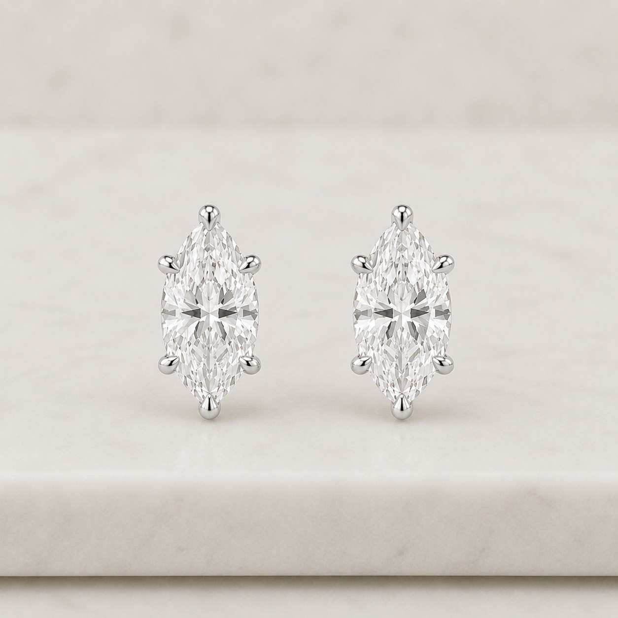 Marquise Diamond Studs 10K 14K 18K Solid Gold Earrings Dainty Diamond Earrings Tiny Stud Earrings Solitaire Marquise Earrings Small Studs
